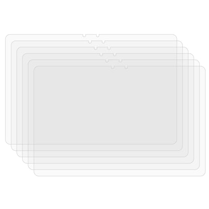 Set of 25 clear tempered glass tablet screen protectors, layered stack