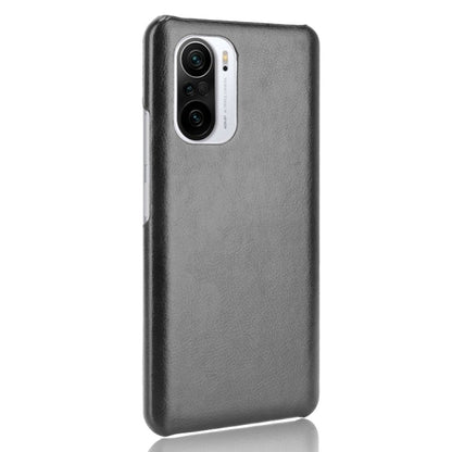 Gray litchi-texture shockproof phone case with camera cutout