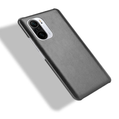 Gray litchi-texture shockproof phone case, angled back view