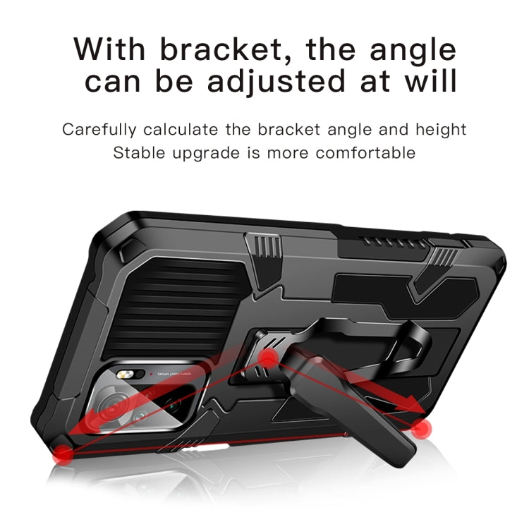 Shockproof protective phone case with adjustable bracket and textured armor paneling