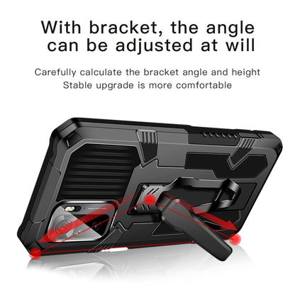 Shockproof protective phone case with adjustable bracket and textured armor paneling