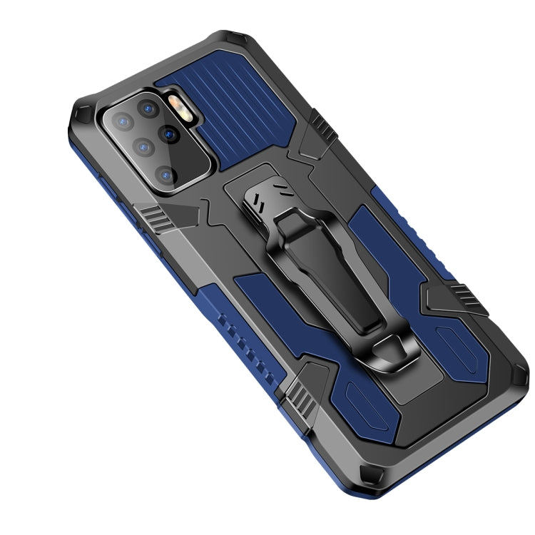 Shockproof protective phone case, blue and black rugged armor with built-in kickstand