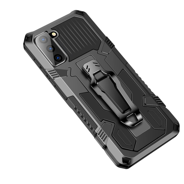Shockproof phone case with teal accents, textured back panel and built-in kickstand