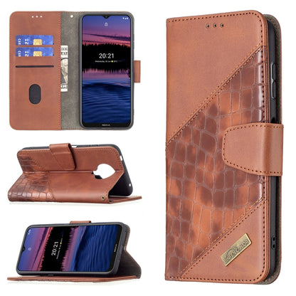 Brown crocodile-texture PU leather flip phone wallet case with card slots and holder