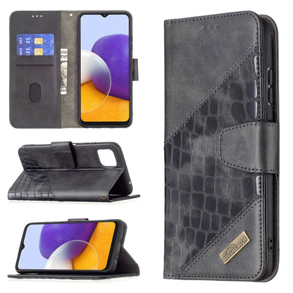 Dark gray crocodile-texture PU leather flip phone wallet case with card slots and holder