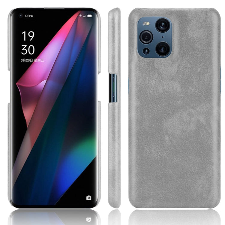 Shockproof litchi-texture phone case, grey with camera cutouts and textured back