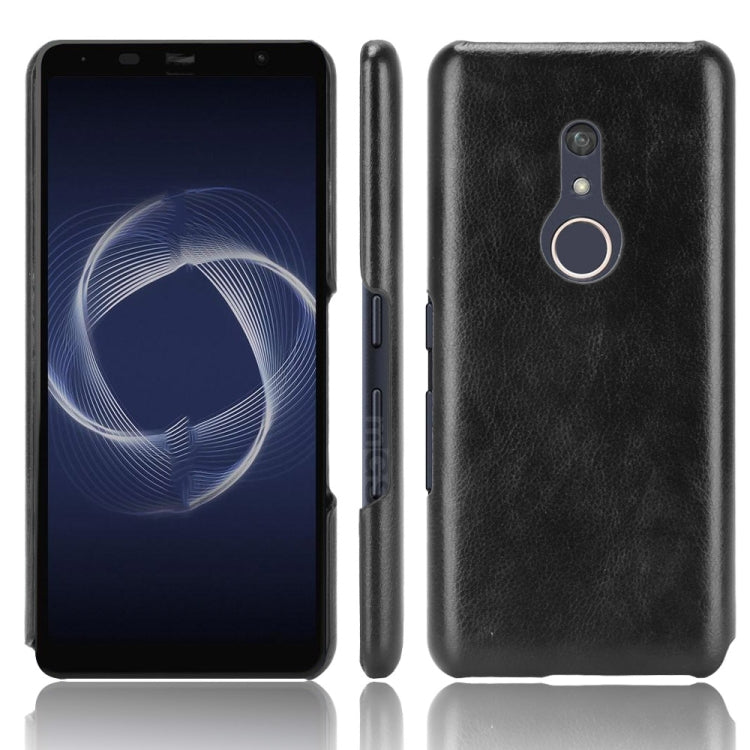 Shockproof litchi-texture phone case, black back with dual camera and ring opening