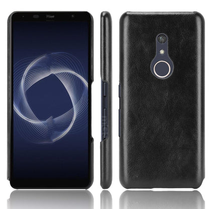 Shockproof litchi-texture phone case, black back with dual camera and ring opening