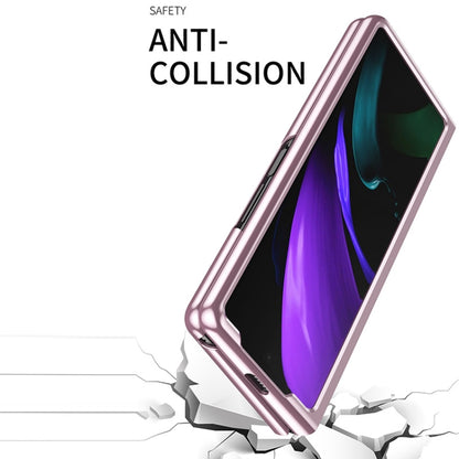 Ultra-thin electroplated transparent folding phone case in rose gold with anti-collision bumper corners