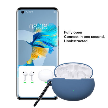 Midnight blue liquid silicone earphone protective case with open lid and earbud cutouts