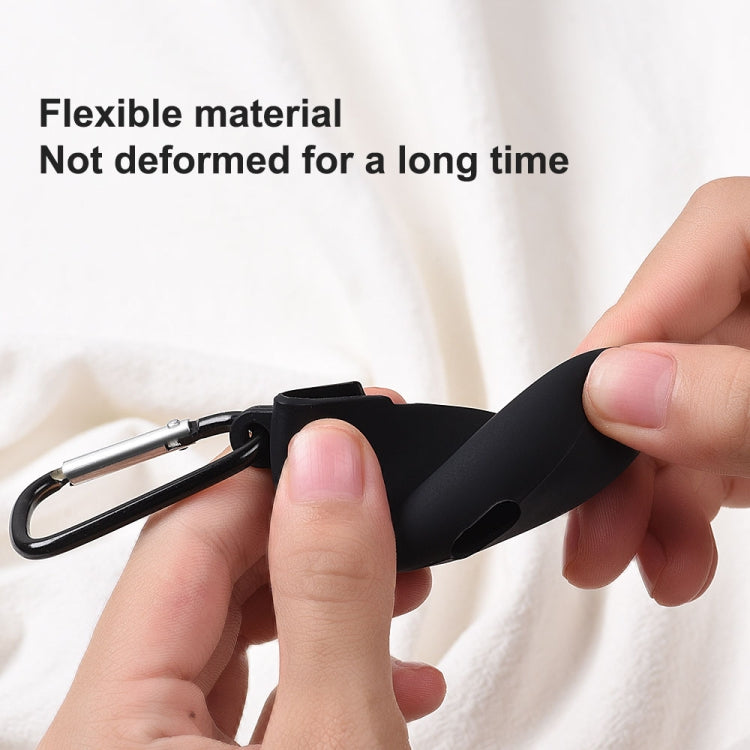 Black liquid silicone earphone protective case with carabiner clip
