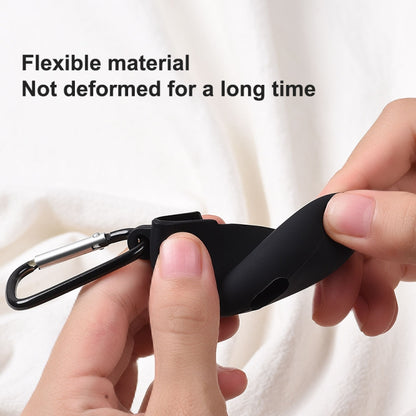 Black liquid silicone earphone protective case with carabiner clip