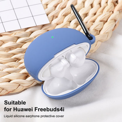 Blue liquid silicone earphone protective case open with earbuds inside
