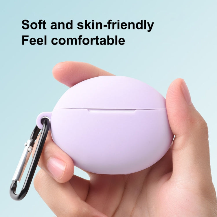 Light purple liquid silicone earphone protective case with carabiner clip