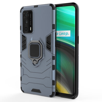 Shockproof phone case in gray with magnetic ring stand and camera lens cutouts