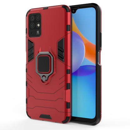 Shockproof phone case in red with magnetic ring stand and side grip protection