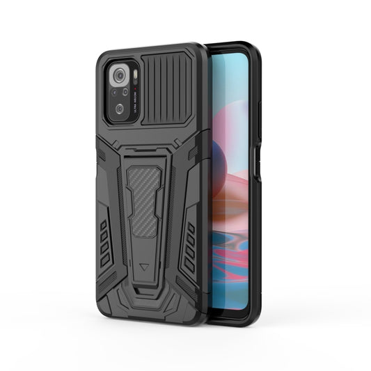 Black armored protective phone case with raised kickstand-style backplate and camera cover