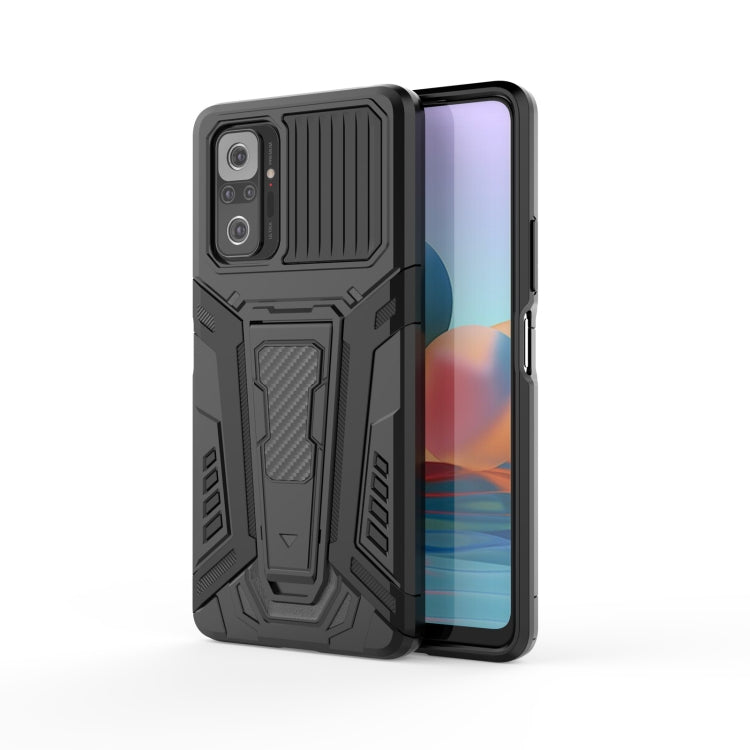 Black rugged phone case with textured back panel and shockproof corner protection