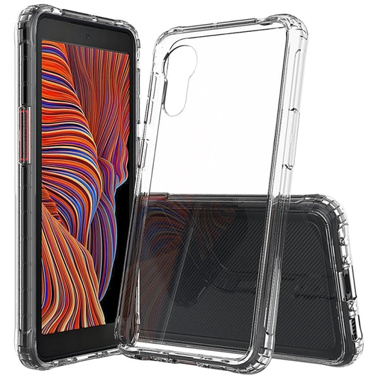Clear shockproof phone case with raised corners and dual-layer bumper