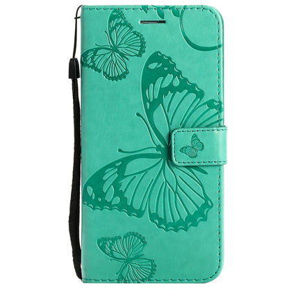 Green butterfly-pattern flip PU leather phone case with magnetic closure