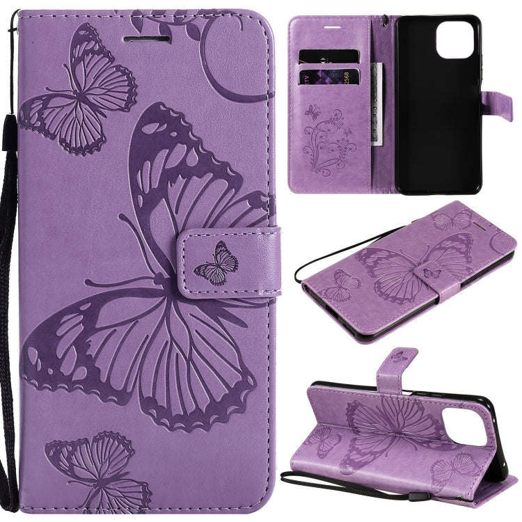 Purple butterfly PU leather phone wallet case with flip cover, card slots, holder