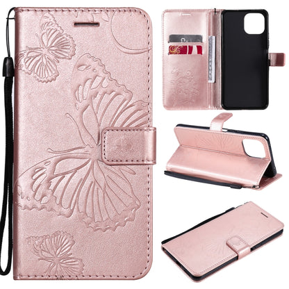 Rose gold butterfly PU leather phone wallet case with flip cover, card slots, stand