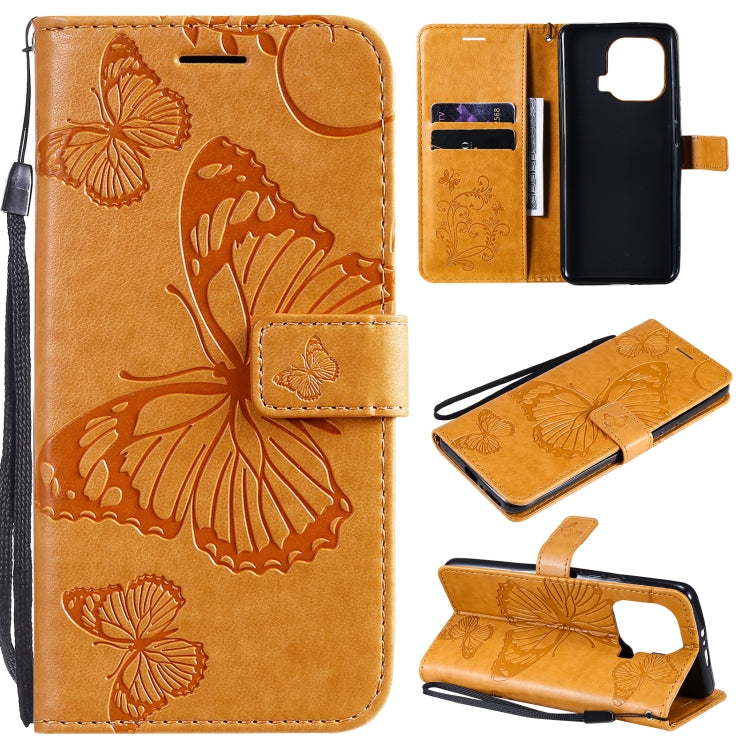 Tan butterfly PU leather phone wallet case with flip cover, card slots, stand