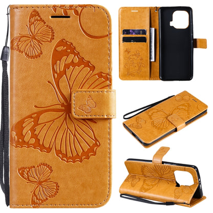 Tan butterfly PU leather phone wallet case with flip cover, card slots, stand