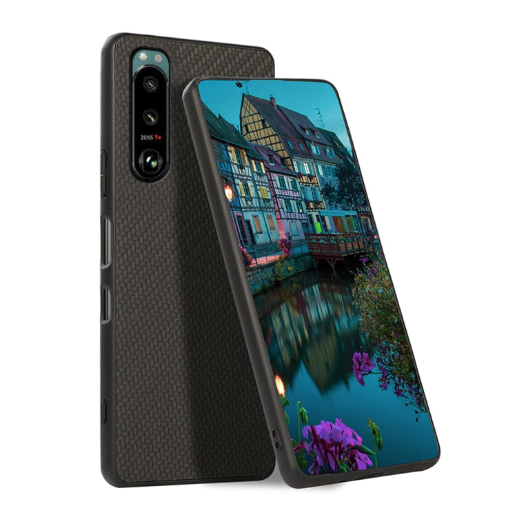 Protective phone case with carbon-fiber texture, black, dual camera cutouts