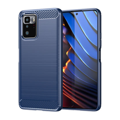 Brushed carbon fiber TPU phone case, navy-blue with brushed texture and camera cutout