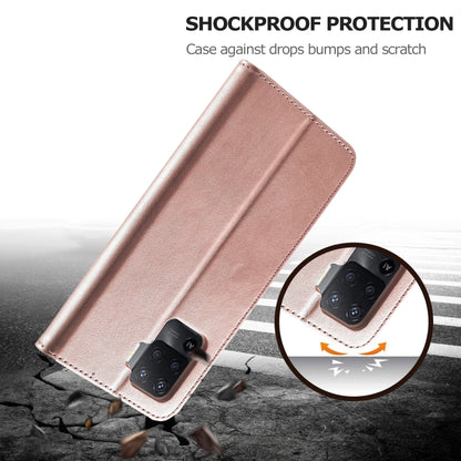 Rose gold flip leather wallet case with reinforced corners and camera cutout