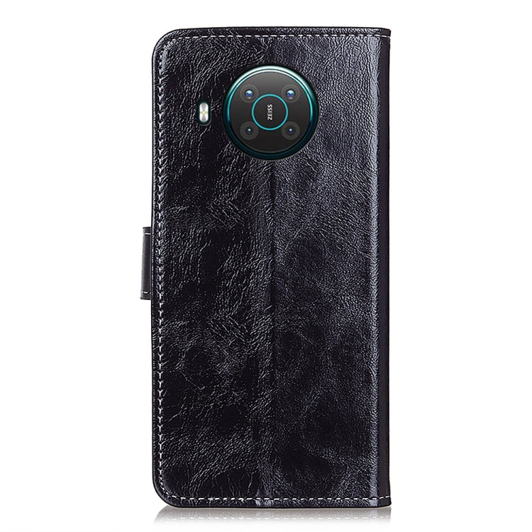 Black retro leather flip phone case with camera cutout and button openings
