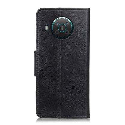Black leather flip phone case with camera cutout and phone back protection