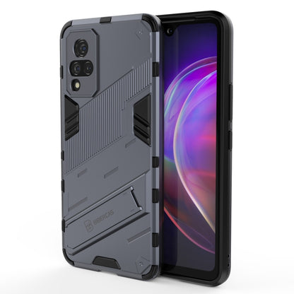 Grey rugged shockproof smartphone case with side grip and camera cutouts