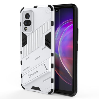 White rugged shockproof smartphone case with raised edges and camera cutouts