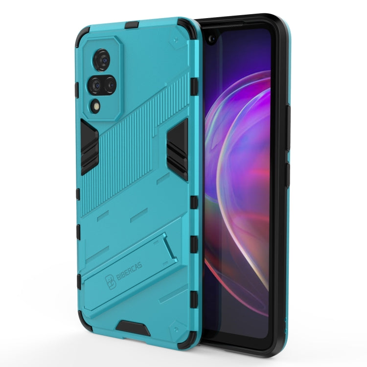 Teal rugged shockproof phone case with textured armor and raised camera area