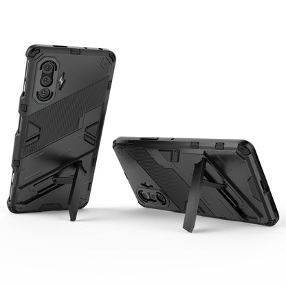 Rugged shockproof phone case with kickstand, black TPU armor and camera protection
