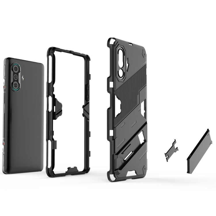 Rugged phone case with shockproof TPU frame, black, detachable back and screen-edge cover