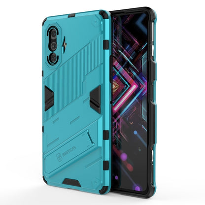 Teal rugged shockproof phone case, front and back coverage with camera cutouts