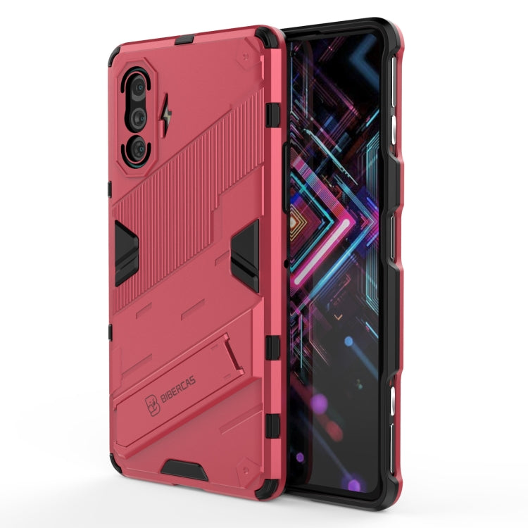 Red rugged shockproof phone case, front and back coverage with camera openings