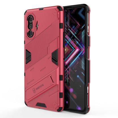 Red rugged shockproof phone case, front and back coverage with camera openings