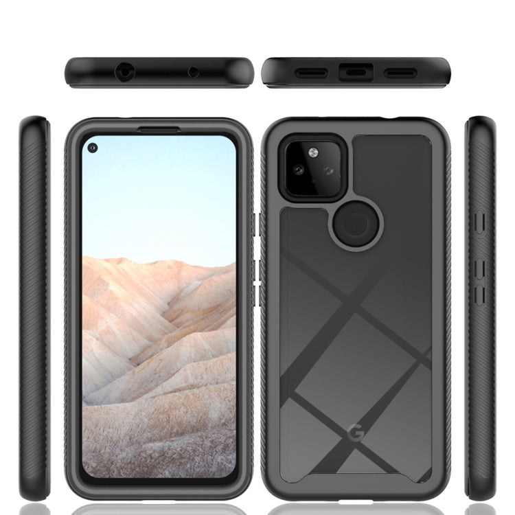 Black shockproof phone case with geometric pattern, front and back with side edges.