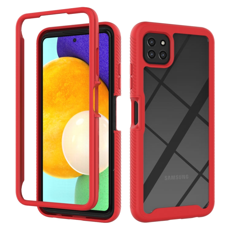 Red shockproof PC+TPU phone case with protective bumper corners and camera-ring