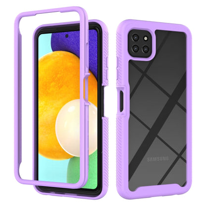 Light purple shockproof PC+TPU phone case with raised bezel and camera-ring cutout