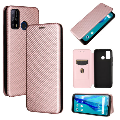 Pink carbon fiber texture horizontal flip phone case with card slot and magnetic closure