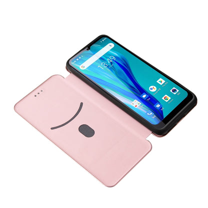 Pink wallet phone case with card slot, flip cover partially open