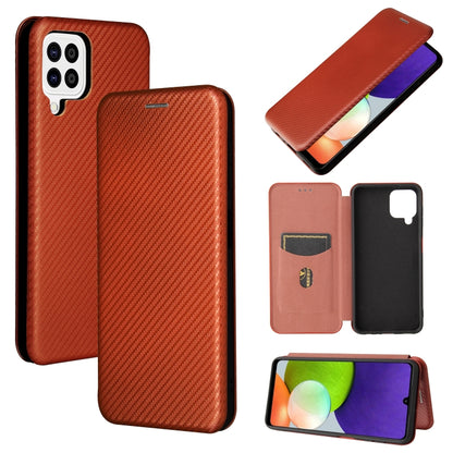 Magnetic flip phone case with carbon-fiber texture and card slot, brown