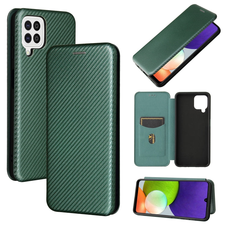 Magnetic flip phone case with carbon-fiber texture and card slot, dark green