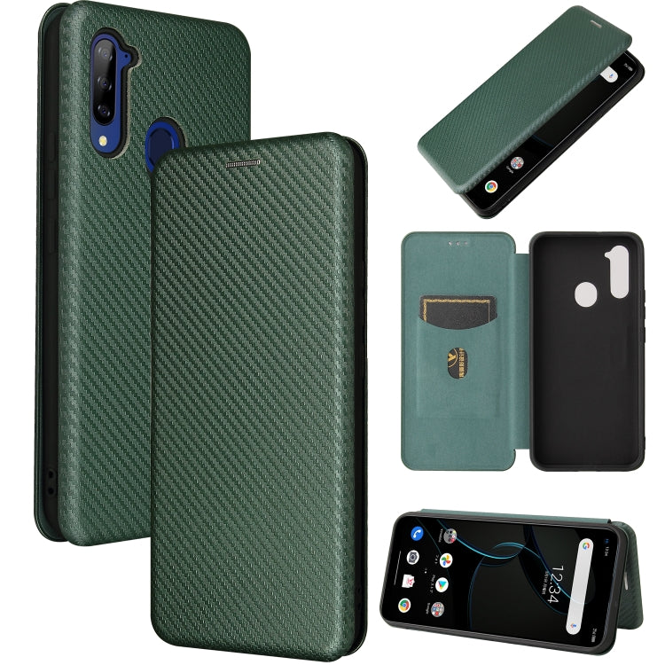Magnetic flip phone case with carbon-fiber texture and card slot, olive green