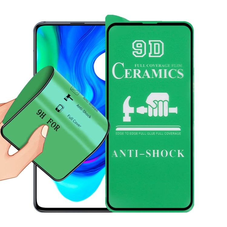 9D ceramic full-screen screen protector film with full glue, anti-shock; protector aligned to screen